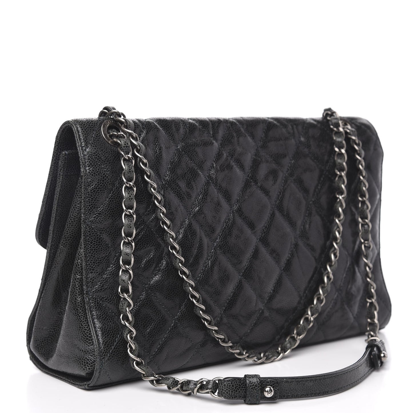 Crumpled Grained Calfskin Jumbo CC Crave Flap