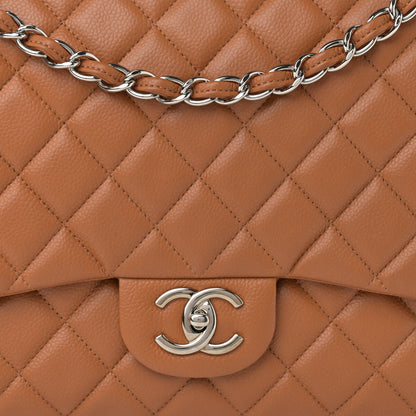 Chanel Caviar Quilted Maxi Double Flap Light Brown 8 of 15