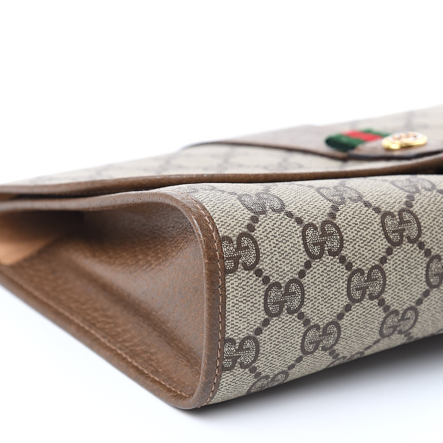 Gucci Coated Canvas Monogram Web Clutch Brown 7 of 9