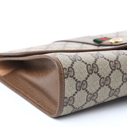 Gucci Coated Canvas Monogram Web Clutch Brown 7 of 9