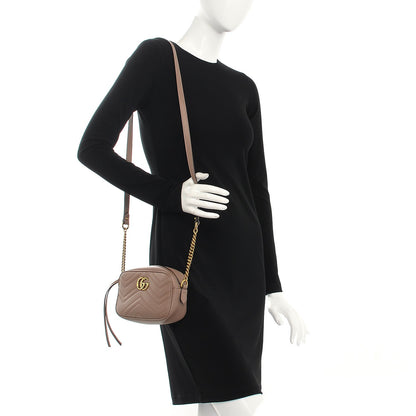Gucci Calfskin Matelasse Mini GG Marmont Chain Shoulder Bag Nude 2 of 9