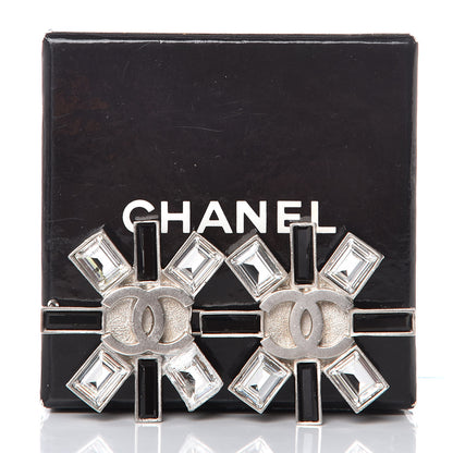Chanel Baguette Crystal CC Double Brooch Black 8 of 8