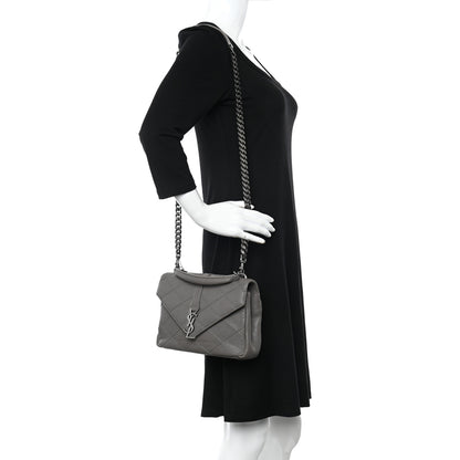 Saint Laurent Calfskin Matelasse Diamond Quilted Monogram Medium College Bag Fog 2 of 11