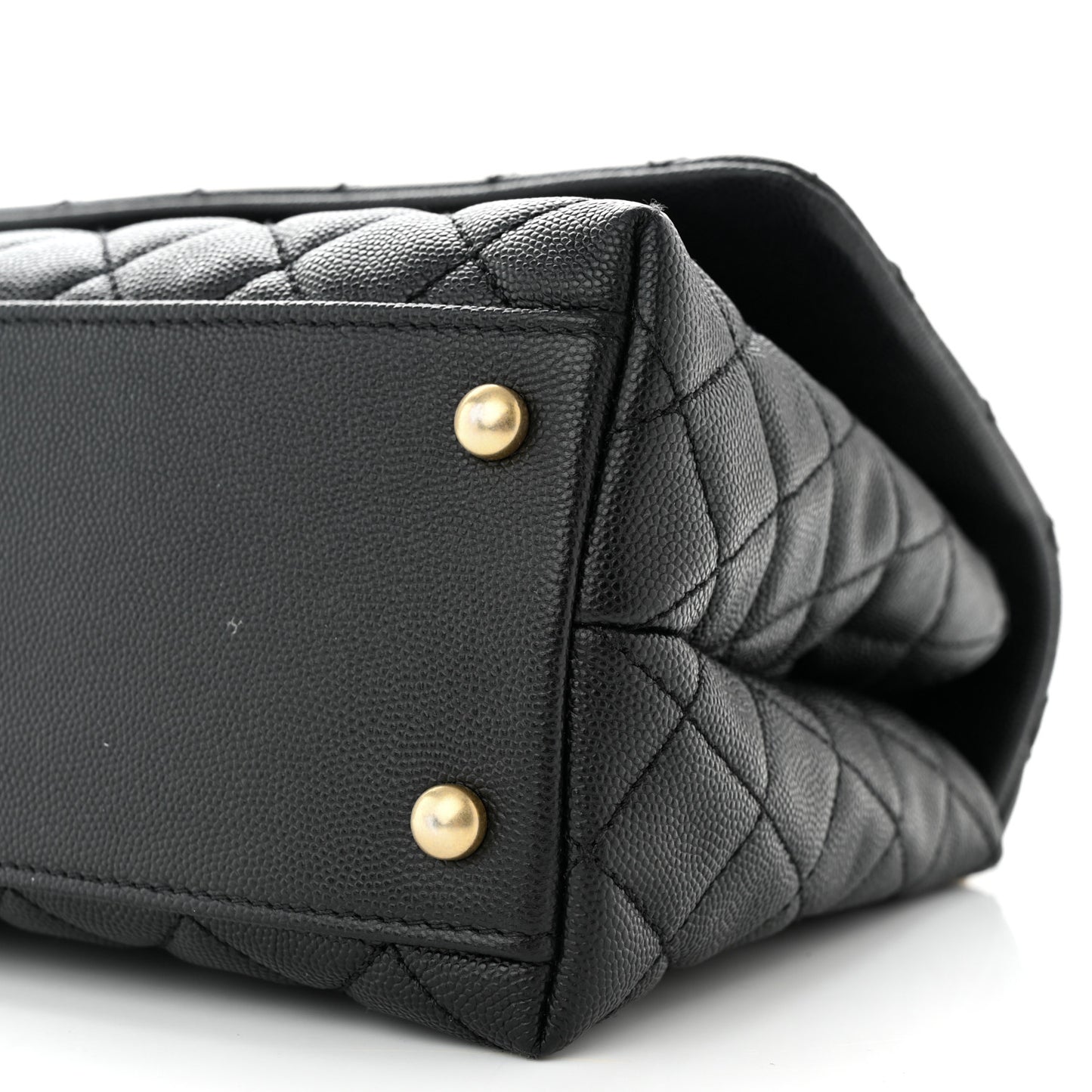Caviar Lizard Embossed Quilted Small Coco Handle Flap Black