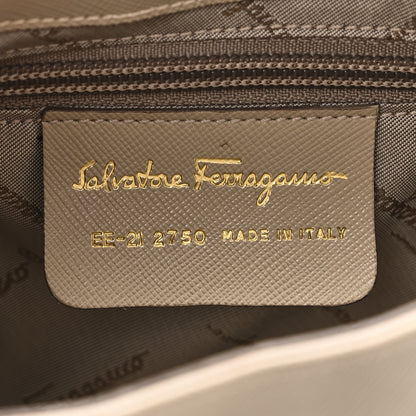 Salvatore Ferragamo Hammered Calfskin Trifolio Shoulder Bag Beige 6 of 10
