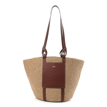 Chloe Raffia Calfskin Large Basket Tote Tan 1 of 9