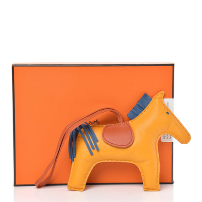 Hermes Milo Lambskin Grigri Rodeo Horse Bag Charm MM Jaune D'Or Bleu Agate Cornaline 4 of 4