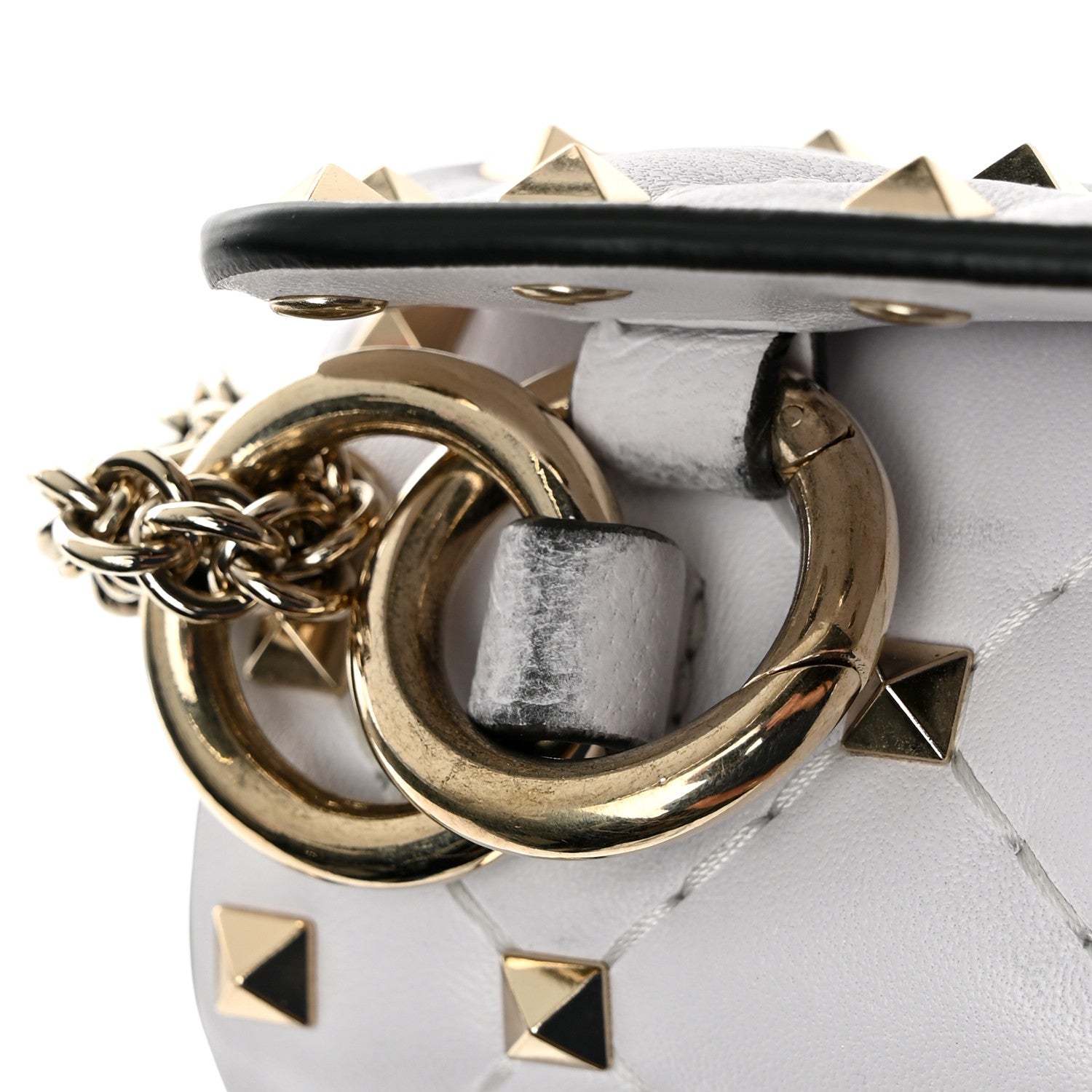 Valentino Garavani Lambskin VLTN Print Medium Rockstud Spike Shoulder Bag Optic White Black 13 of 14