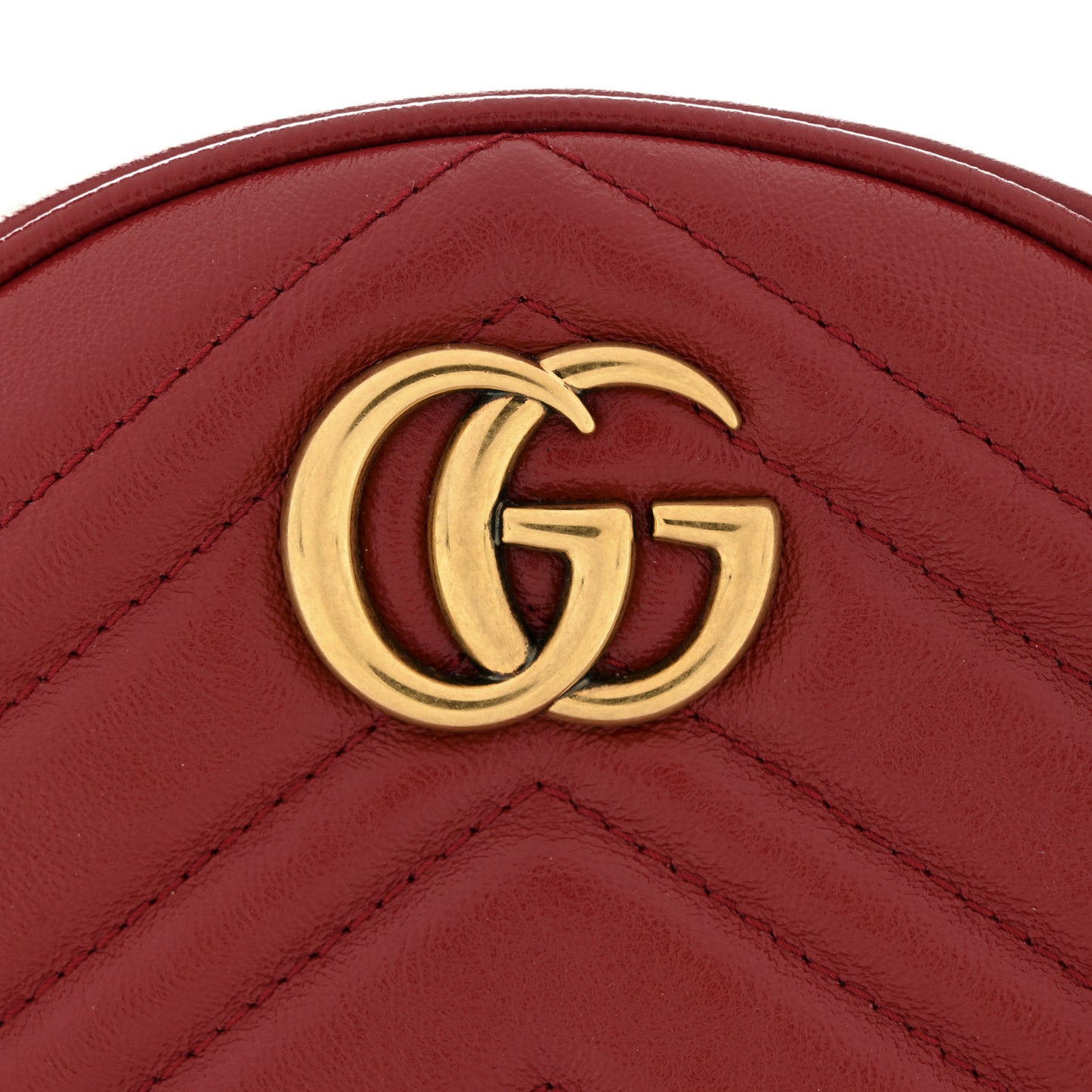 Glazed Calfskin Matelasse Heart Mini GG Marmont Round Shoulder Bag Romantic Cerise
