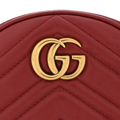 Gucci Glazed Calfskin Matelasse Heart Mini GG Marmont Round Shoulder Bag Romantic Cerise 11 of 11