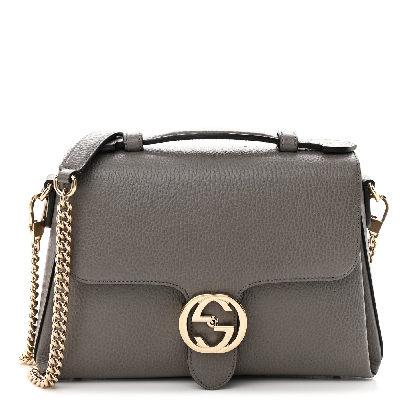 Dollar Calfskin Interlocking G Top Handle Shoulder Bag Loess