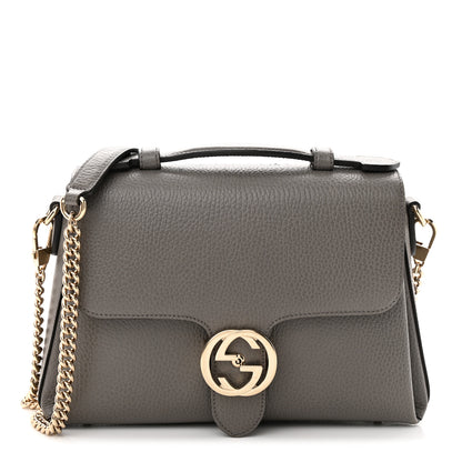 Gucci Dollar Calfskin Interlocking G Top Handle Shoulder Bag Loess 1 of 17