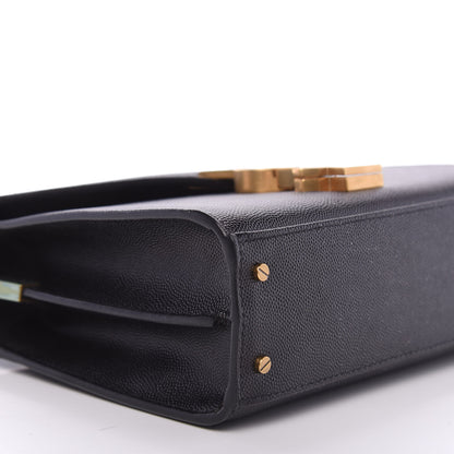 Saint Laurent Grain de Poudre Mini Classic Monogram Cassandra Top Handle Black Rouge Legion 6 of 10