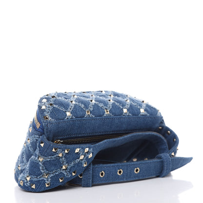 Valentino Garavani Denim Rockstud Spike Belt Bag 85 Blue 3 of 6