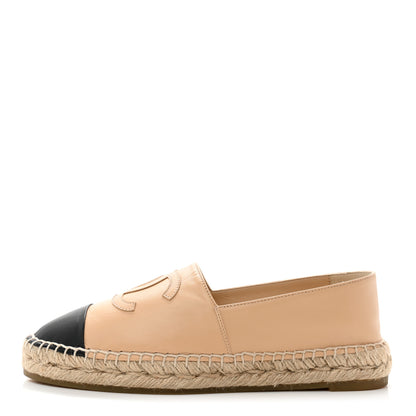 Chanel Lambskin CC Espadrilles 39 Beige Black 1 of 11