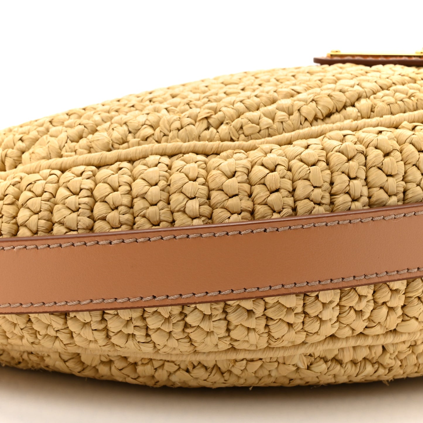 Yarn Raffia Effect Crochet Arque Shoulder Bag Natural
