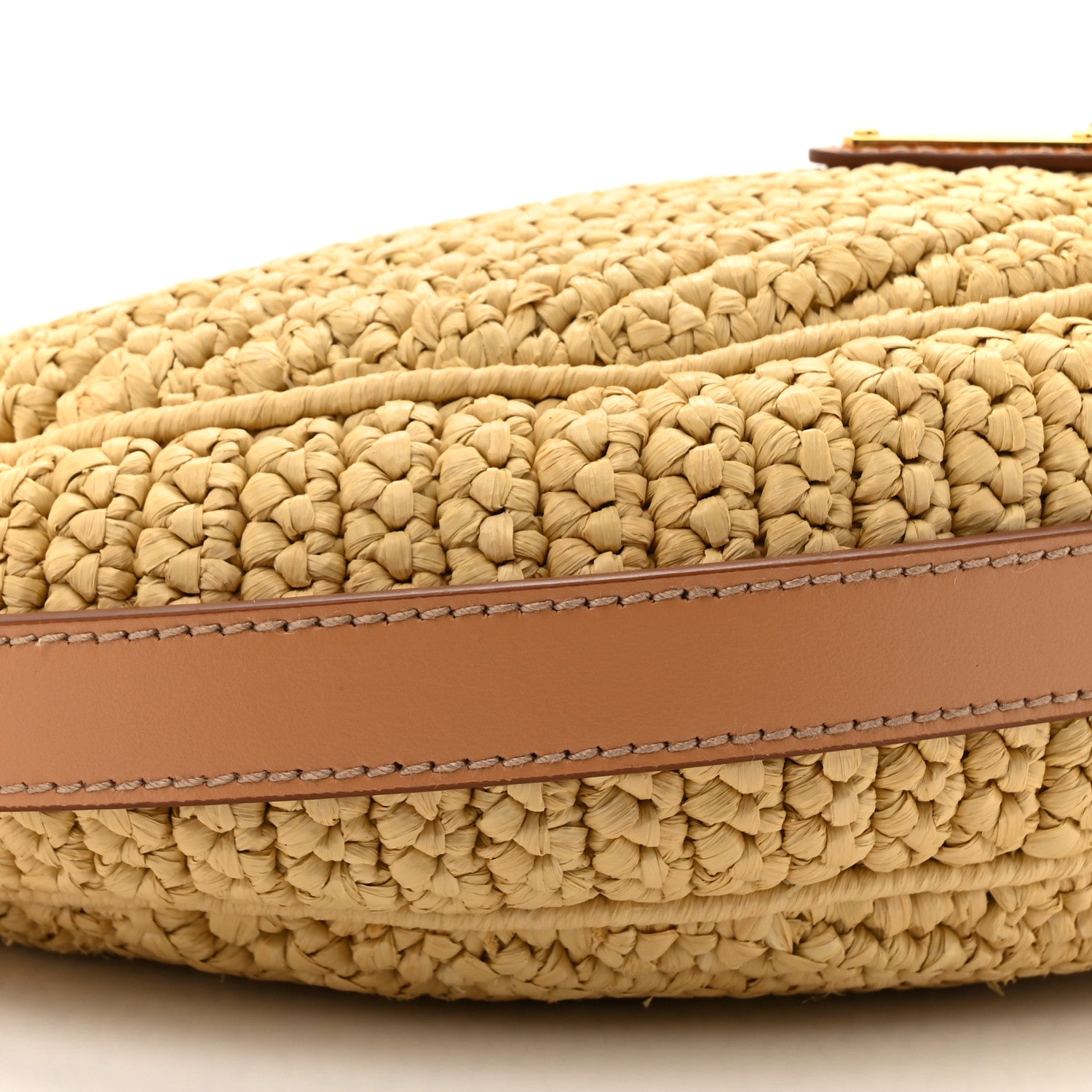 Prada Yarn Raffia Effect Crochet Arque Shoulder Bag Natural 9 of 9