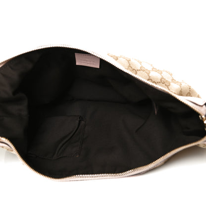 Gucci Monogram Web Medium Half Moon Hobo Blue Pink 5 of 13