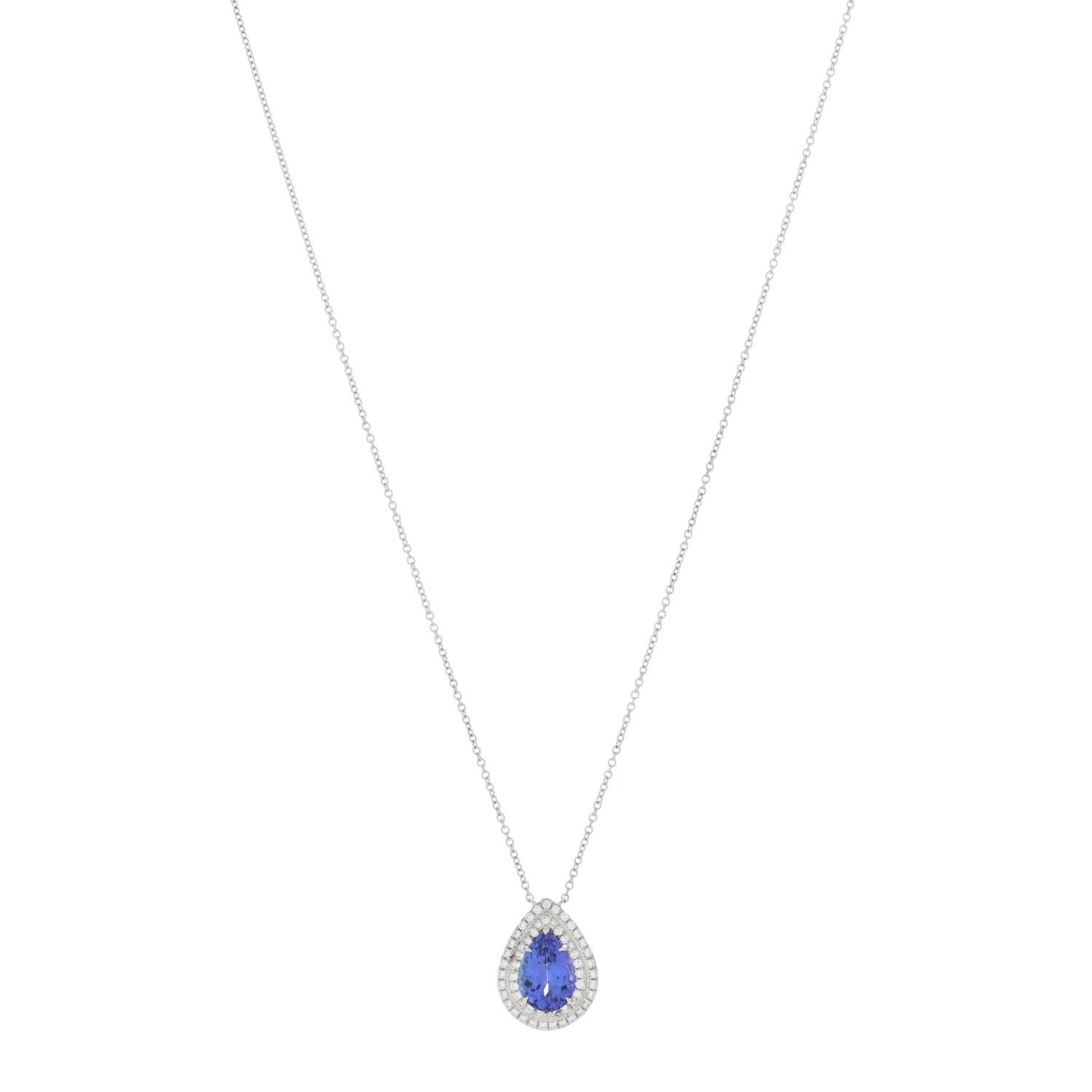 Tiffany Platinum Diamond Tanzanite Pear Shaped Soleste Pendant Necklace 1 of 3
