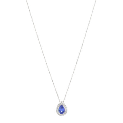 Tiffany Platinum Diamond Tanzanite Pear Shaped Soleste Pendant Necklace 1 of 3