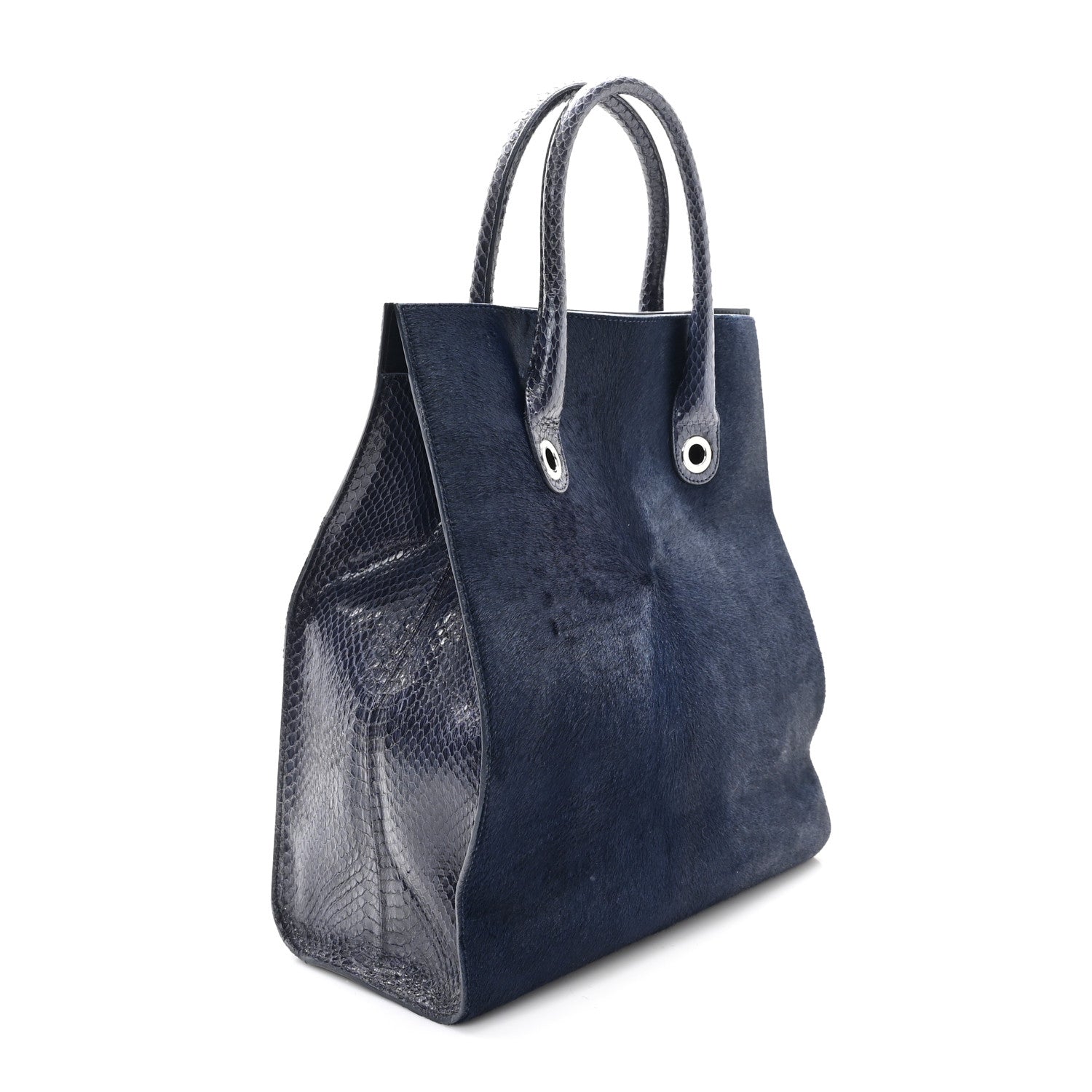 Jimmy Choo Calf Hair Snakeskin Rosabel Satchel Blue 2 of 11