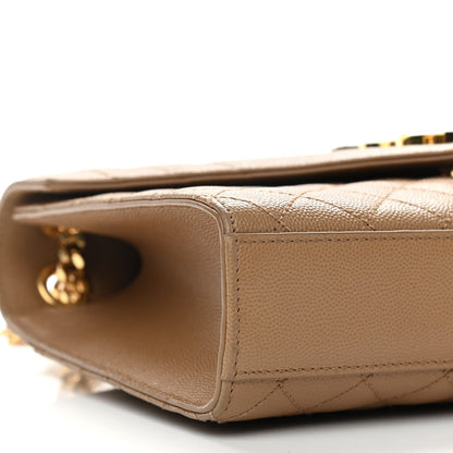Saint Laurent Grain De Poudre Textured Mixed Matelasse Medium Triquilt Monogram Satchel Dark Beige 7 of 11