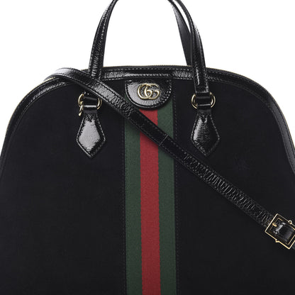 Gucci Suede Patent GG Web Medium Ophidia Top Handle Dome Bag Black 8 of 12