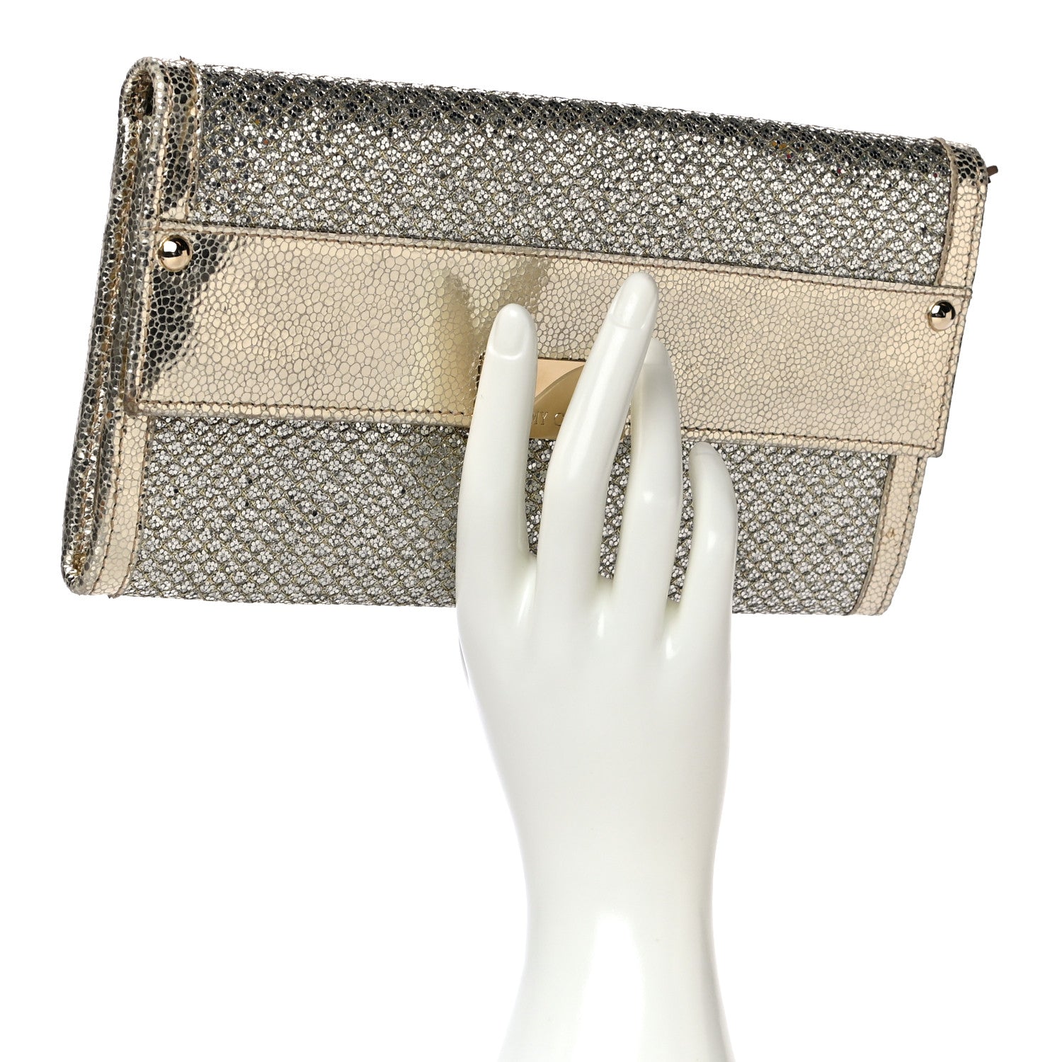 Jimmy Choo Glitter Fabric Reese Clutch Wallet Metallic 3 of 11