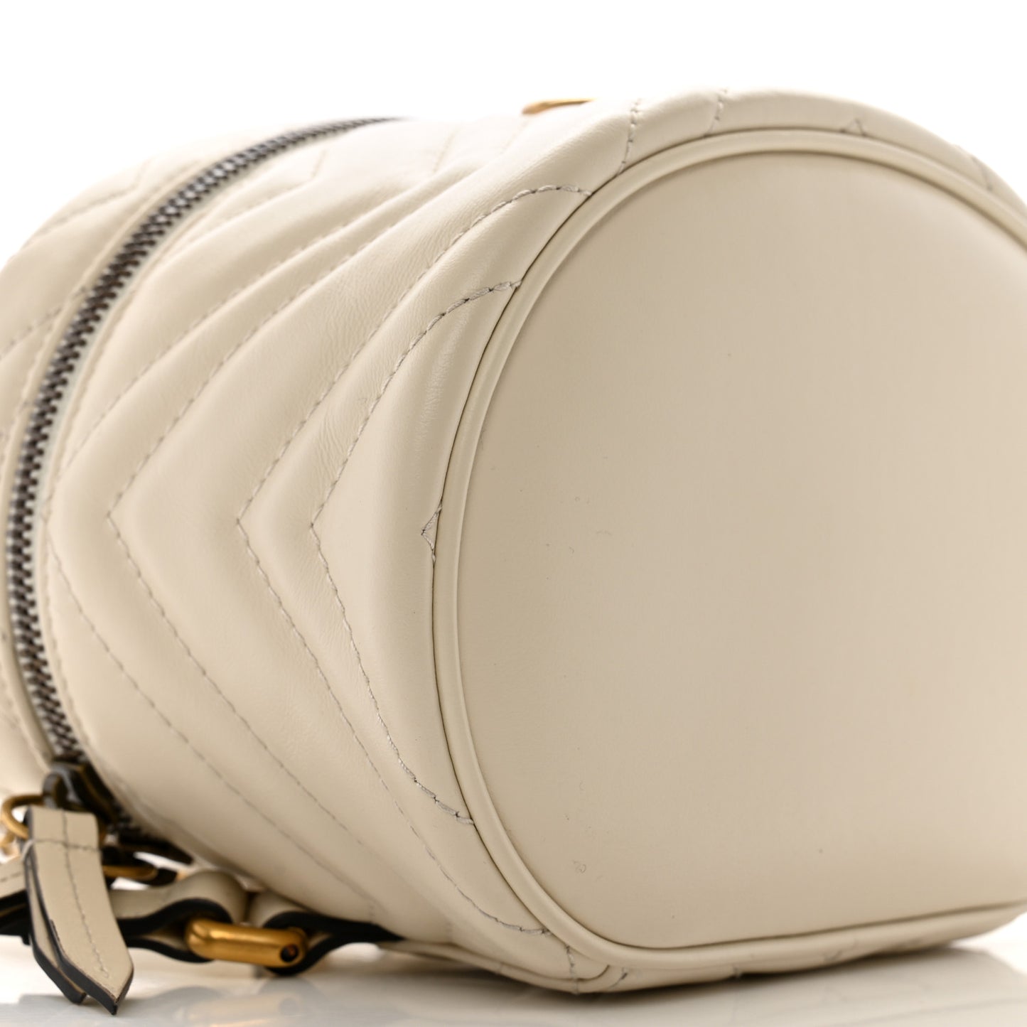 Calfskin Matelasse Mini GG Marmont Round Backpack White
