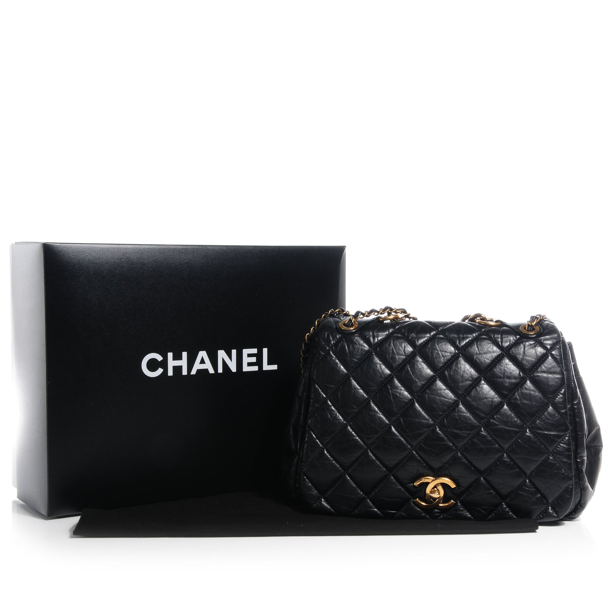 Chanel Aged Calfskin Quilted Large Pondichery Flap Black 8 of 8
