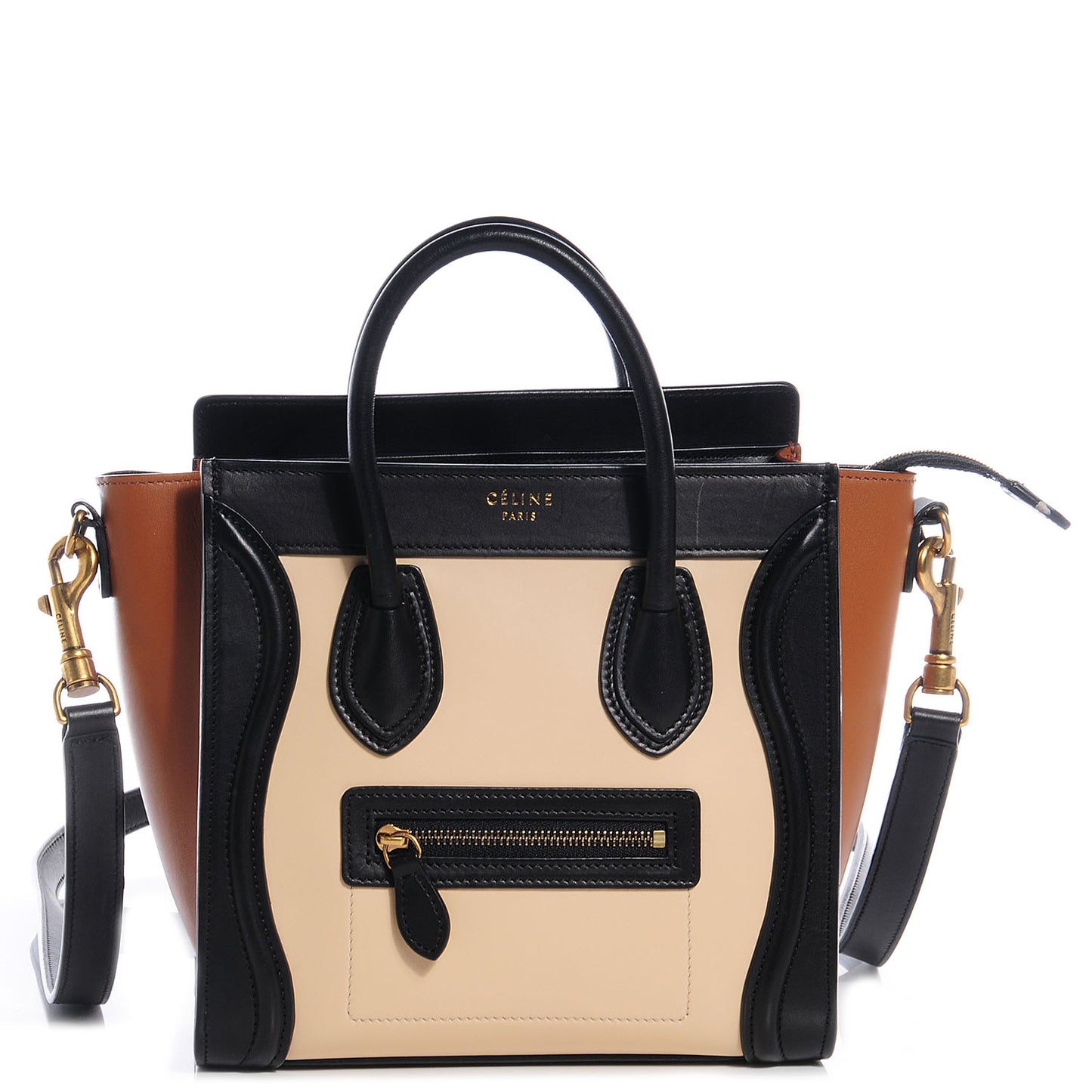 Satin Calfskin Nano Tri-Color Luggage Seashell