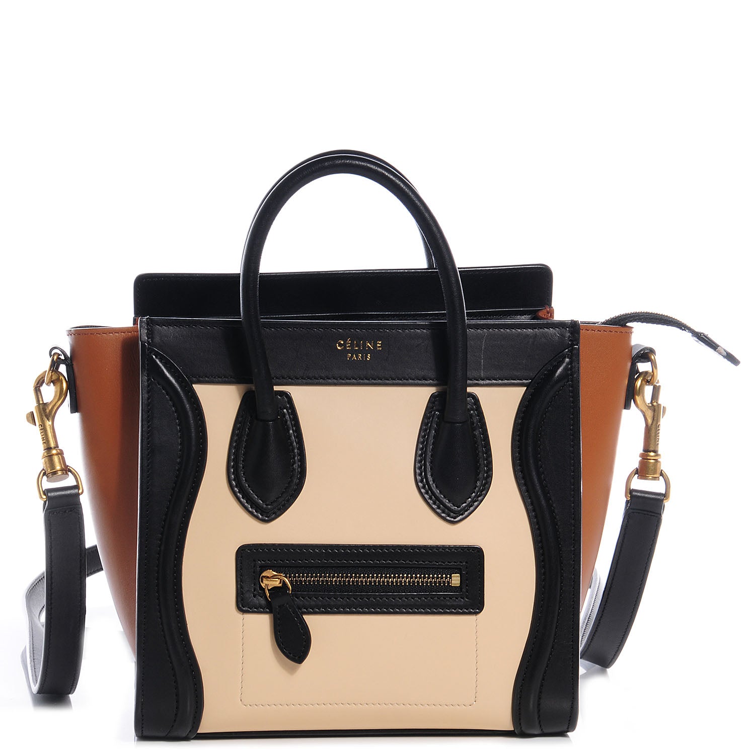 Celine Satin Calfskin Nano Tri-Color Luggage Seashell 1 of 10