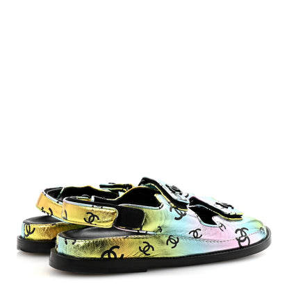 Chanel Laminated Lambskin Printed CC Dad Sandals 39 Multicolor 5 of 9