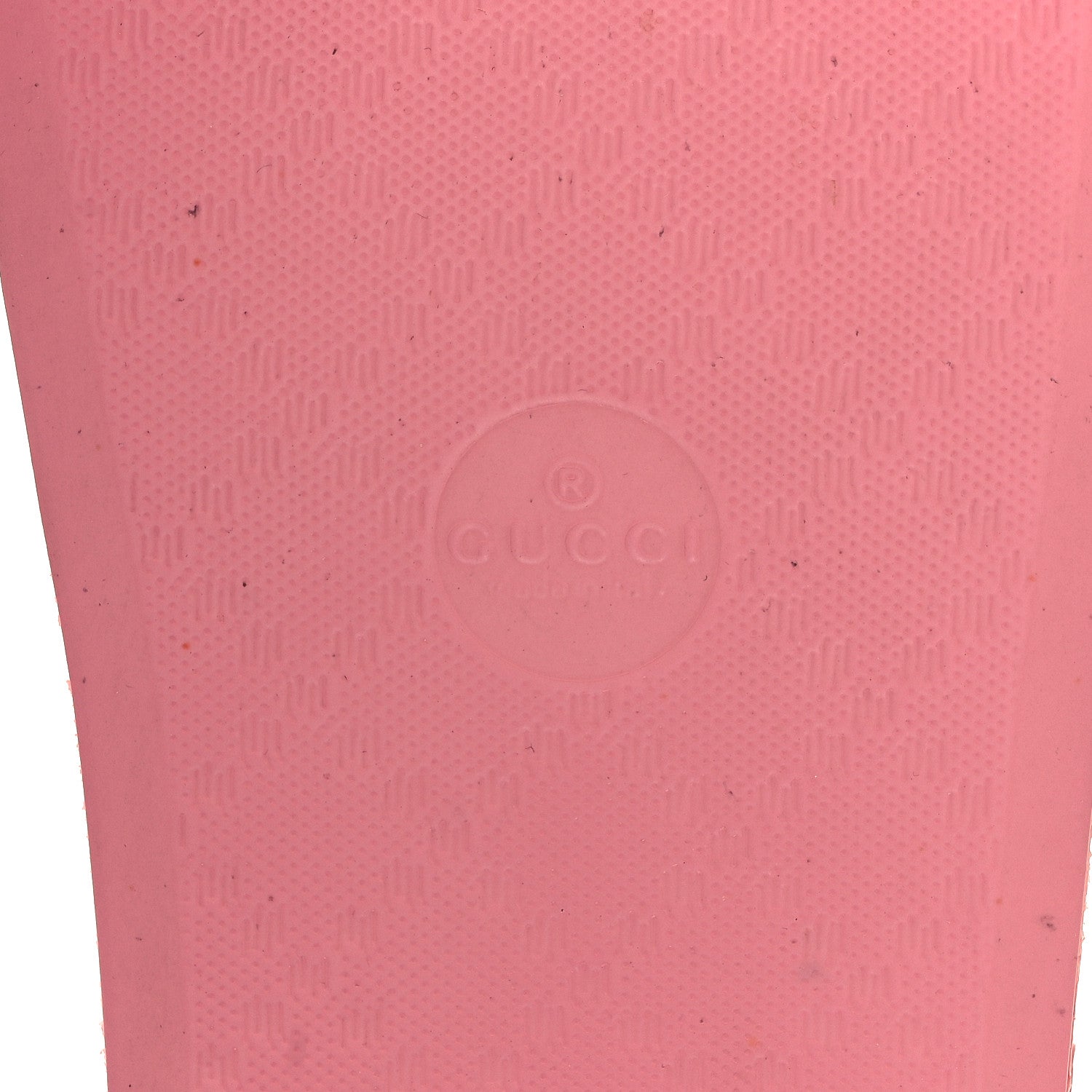 Gucci Rubber GG Monogram Perforated Womens Slide Sandals 37 Rose Box 6 of 7