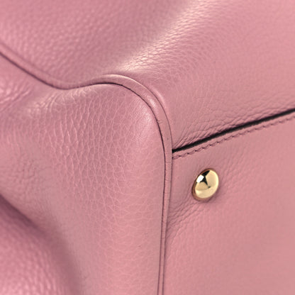Gucci Pebbled Calfskin Medium Bamboo Shopper Tote Pink 10 of 13