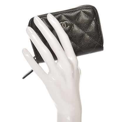 Chanel Metallic Caviar Quilted Zip Coin Purse Dark Charcoal 2 of 7