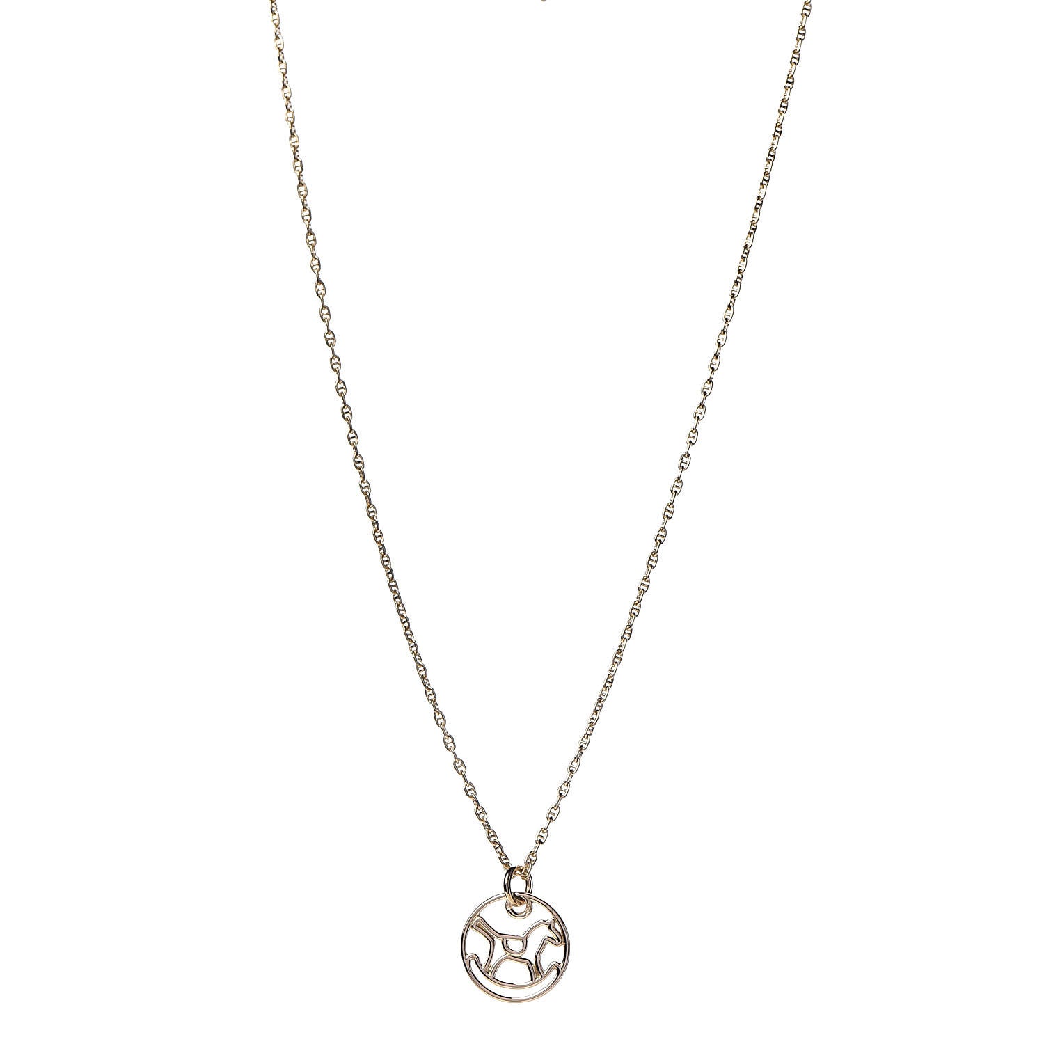 Hermes 18K Yellow Gold Dada Baby Rocking Horse Pendant Necklace 1 of 6