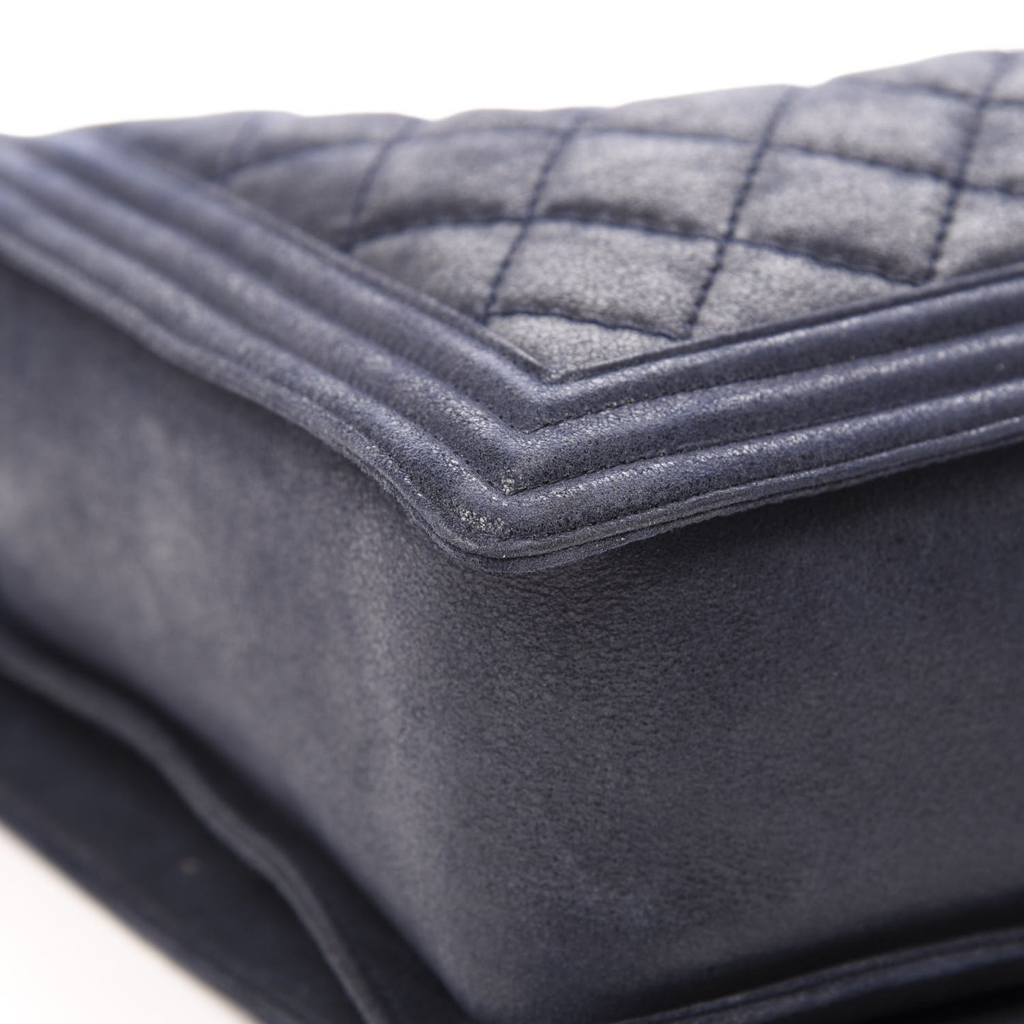 Goatskin Quilted Large Gentle Boy Flap Navy