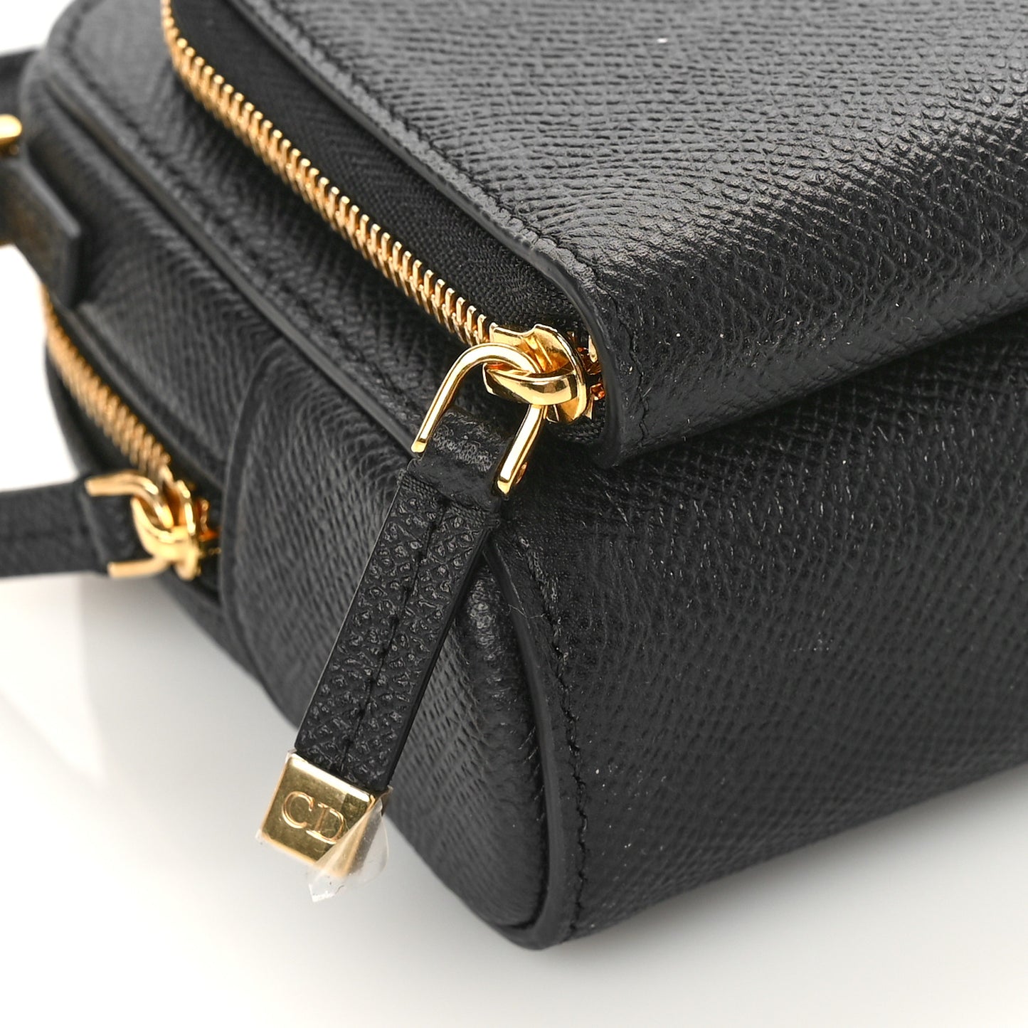 Grained Calfskin Caro Double Pouch Black