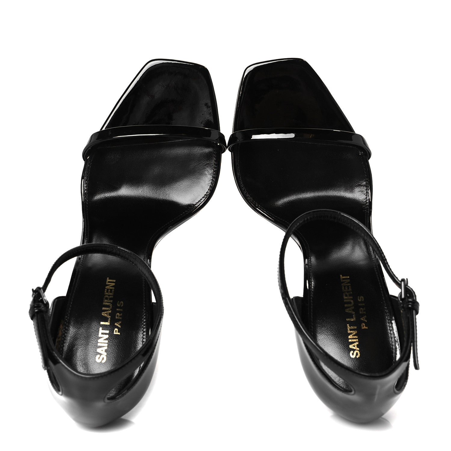 Saint Laurent Patent Calfskin Opyum 110 Sandals 40 Black 2 of 10