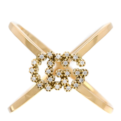 Gucci 18K Yellow Gold Diamond Running G Cross Ring 53 6.25 1 of 6