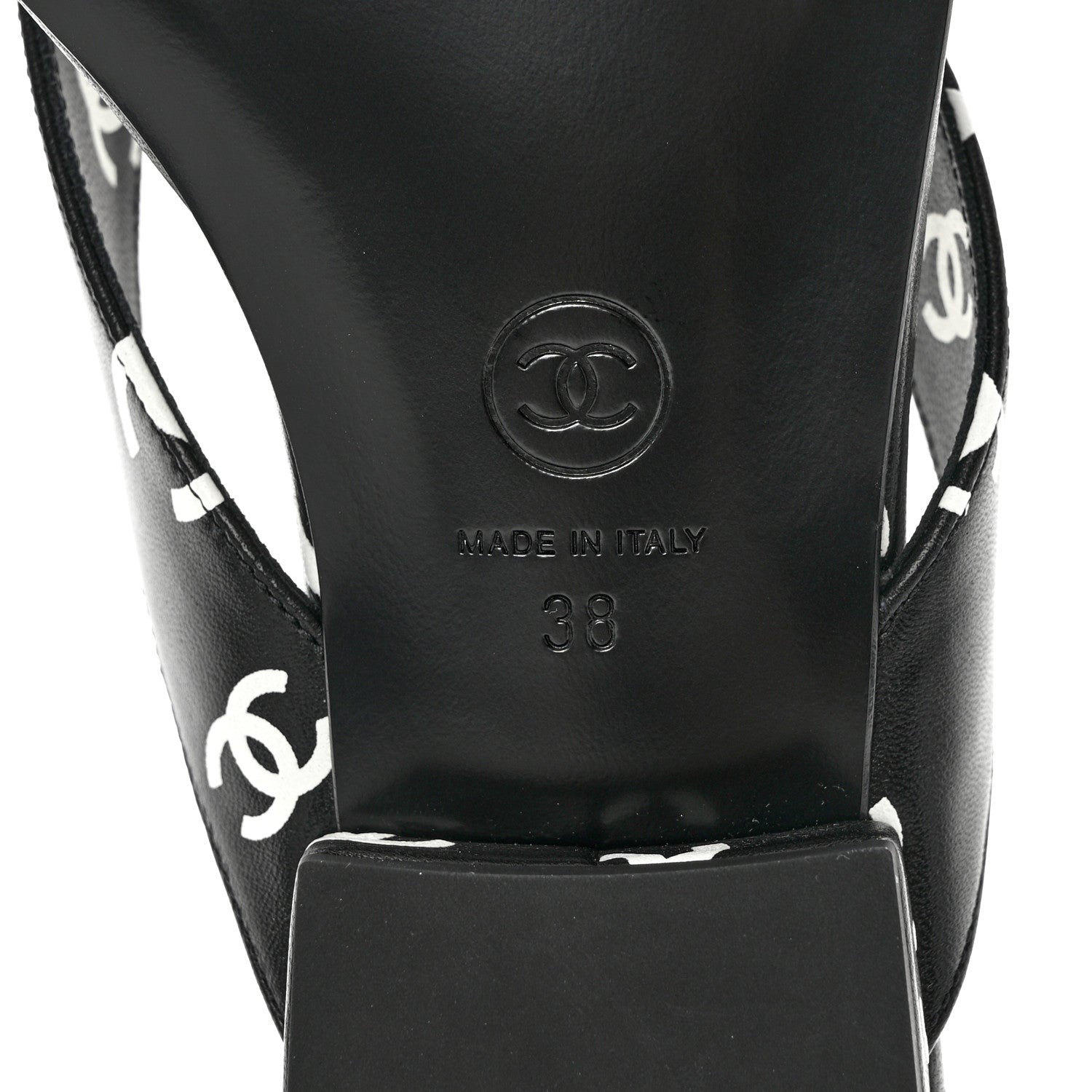 Chanel Lambskin Printed CC Thong Sandals 38 Black White 6 of 7