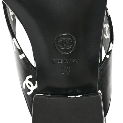Chanel Lambskin Printed CC Thong Sandals 38 Black White 6 of 7