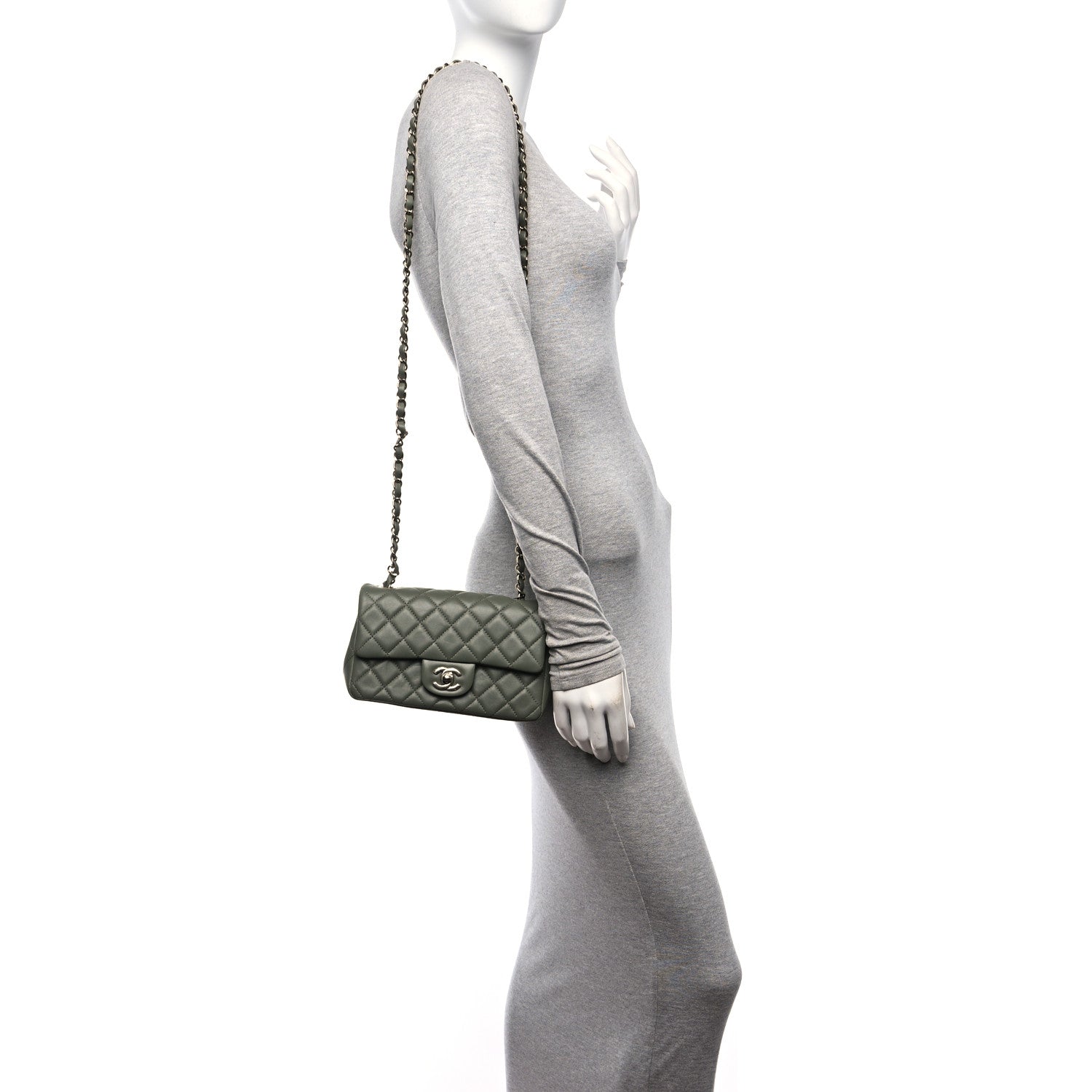 Chanel Lambskin Quilted Mini Rectangular Flap Green 3 of 10