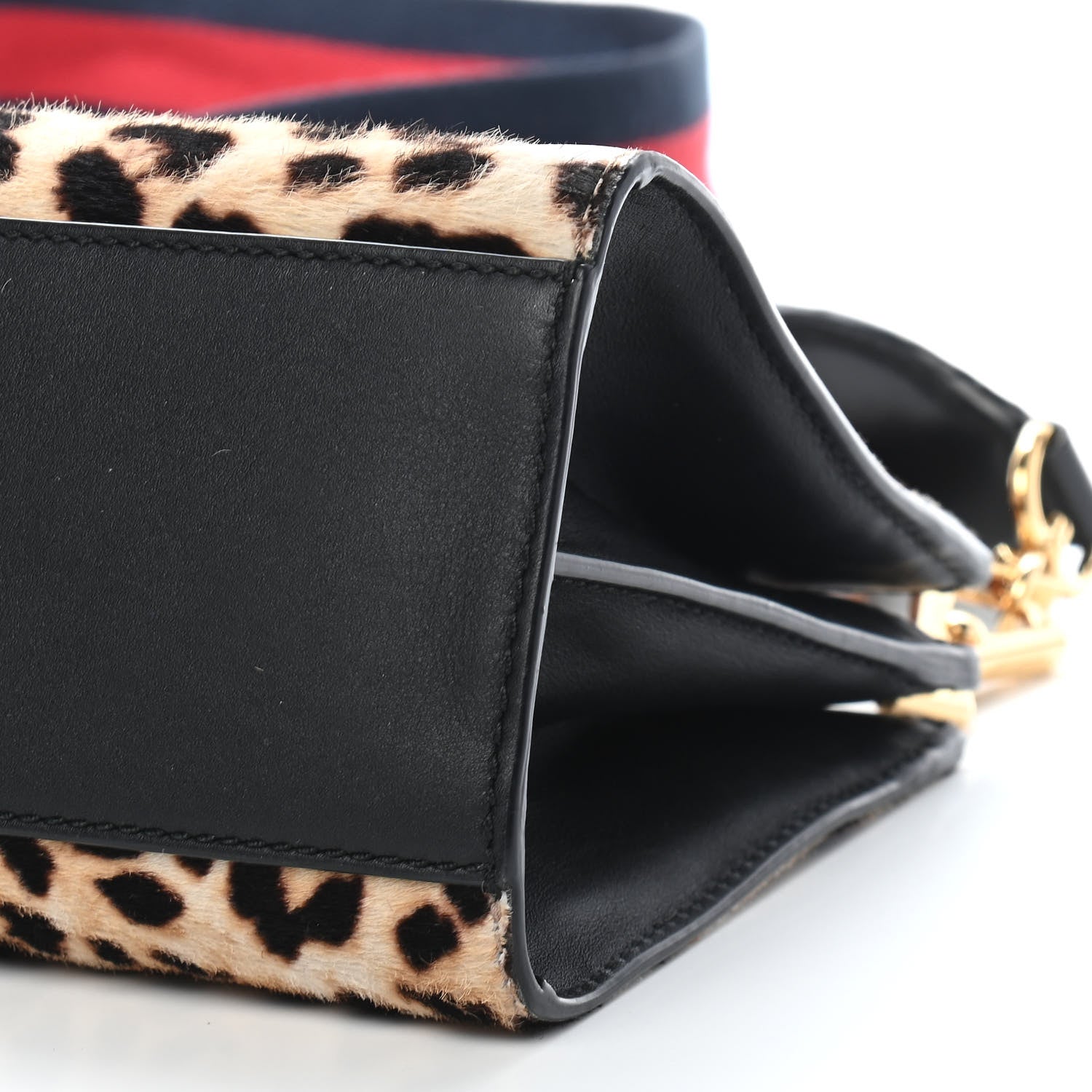 Gucci Calf Hair Bamboo Web Leopard Print Mini Nymphaea Top Handle Bag 12 of 14