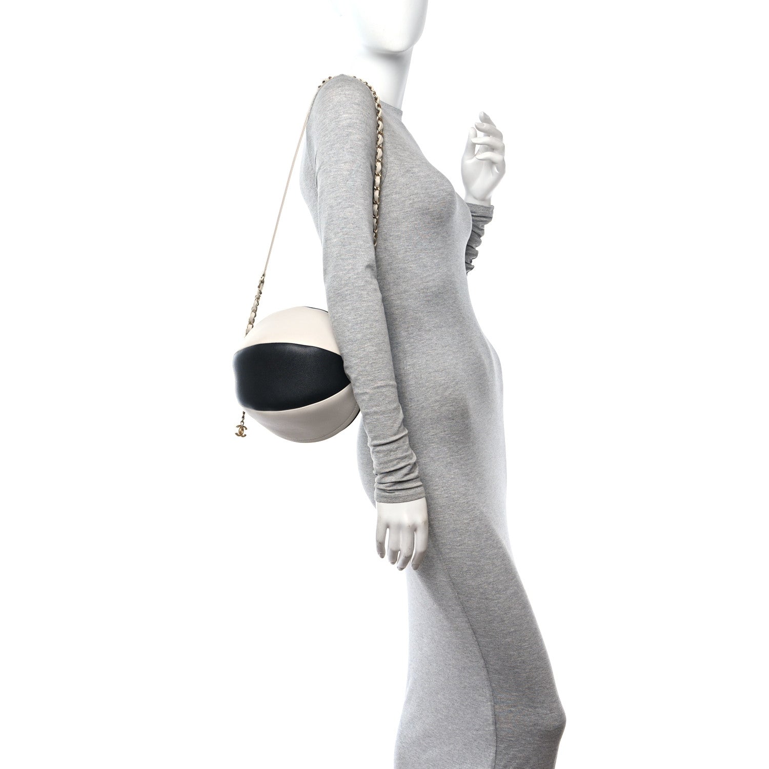 Chanel Calfskin Coco Beach Ball Bag White Black 2 of 11