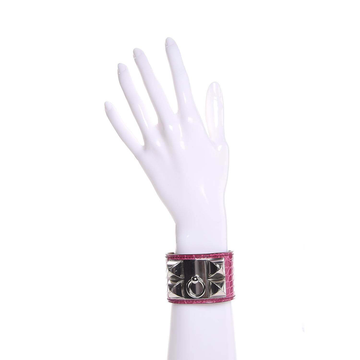 Hermes Shiny Alligator Collier De Chien CDC Bracelet S Fuchsia 2 of 8