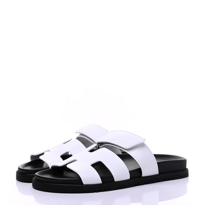Hermes Calfskin Womens Chypre Sandals 39 White 3 of 9