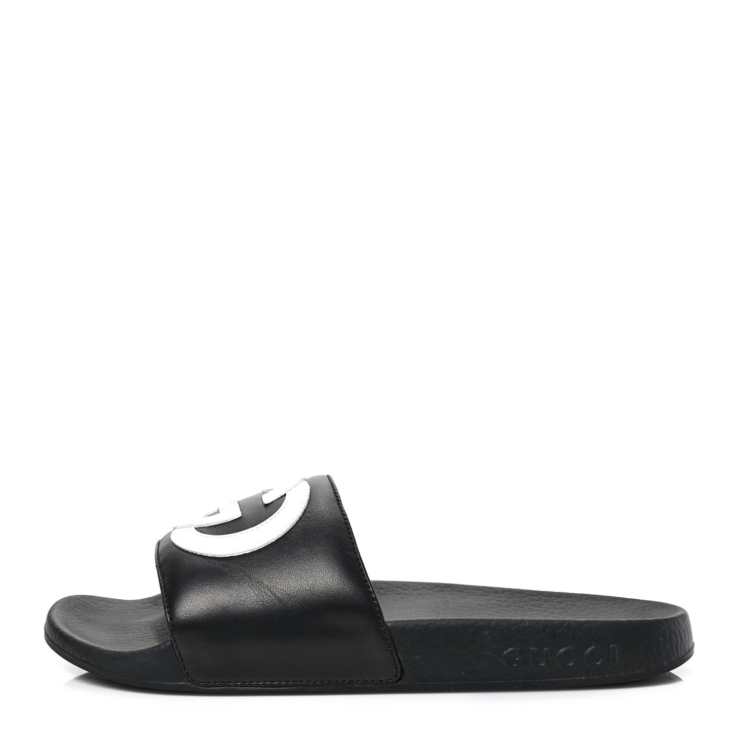 Nappa Miro Soft Calfskin Womens Interlocking G Slide Sandals 37 Black White