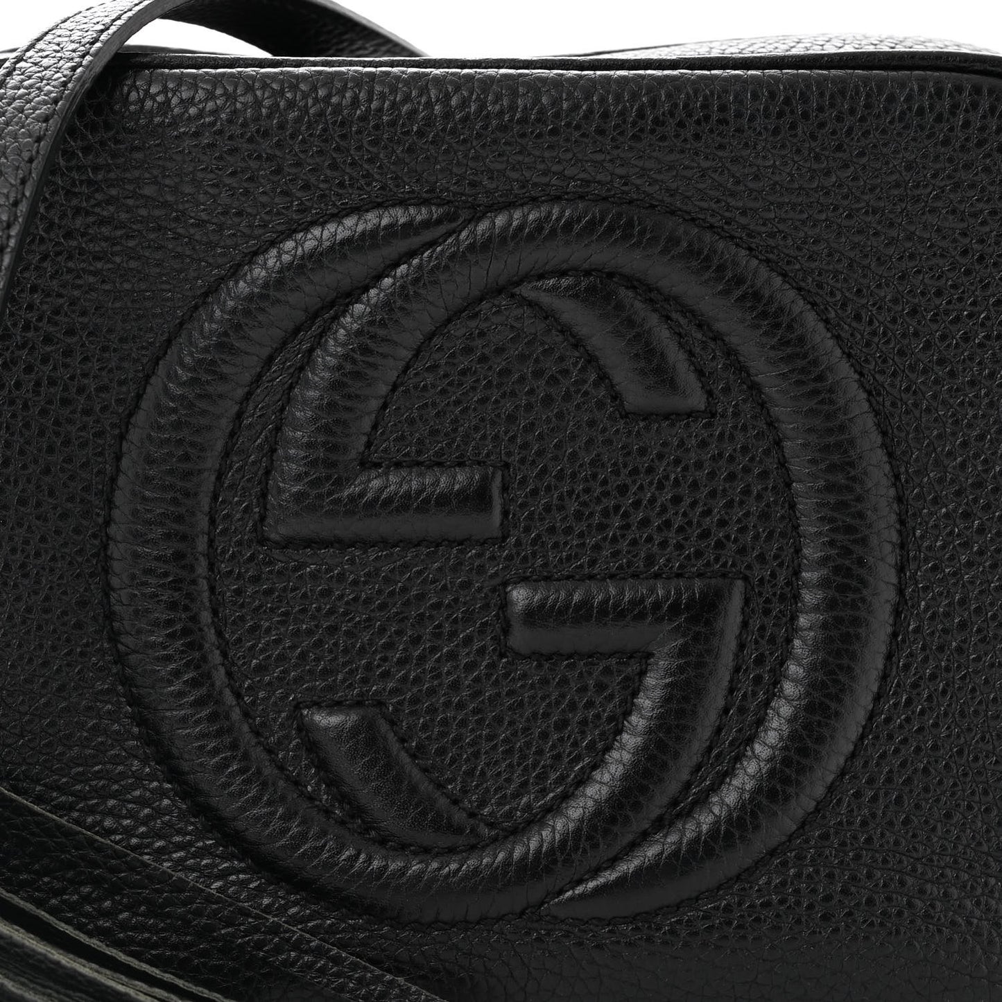 Pebbled Calfskin Small Soho Disco Bag Black